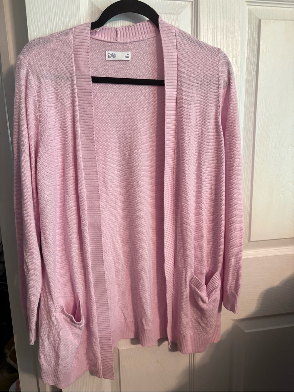 croft & barrow Light Pink Open-Front Women's Cardigan with Pockets